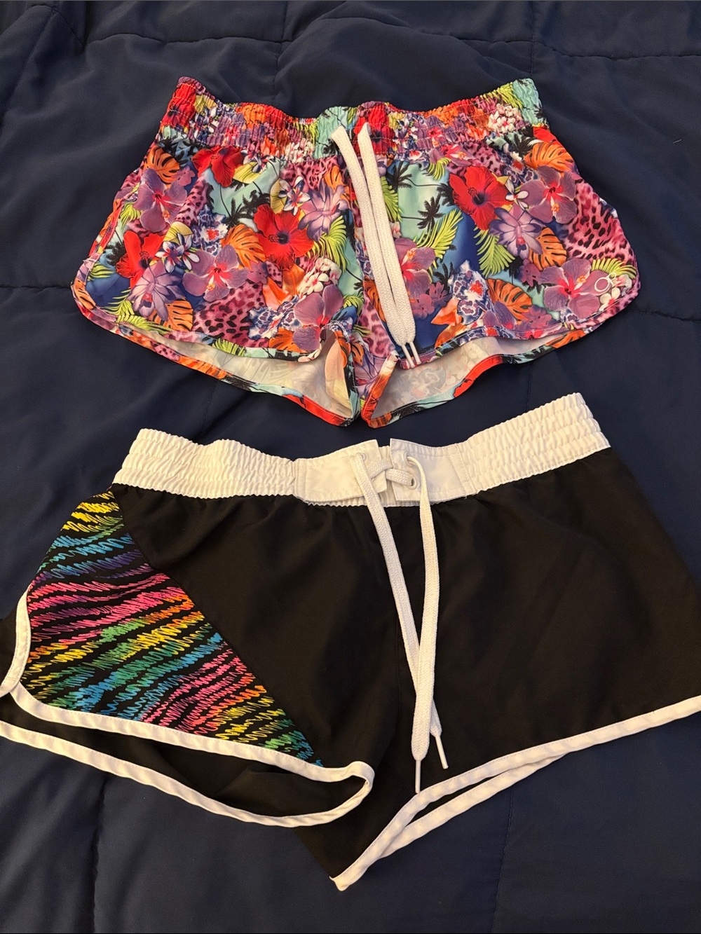 OP Multicolor Floral and Black Athletic Shorts Set